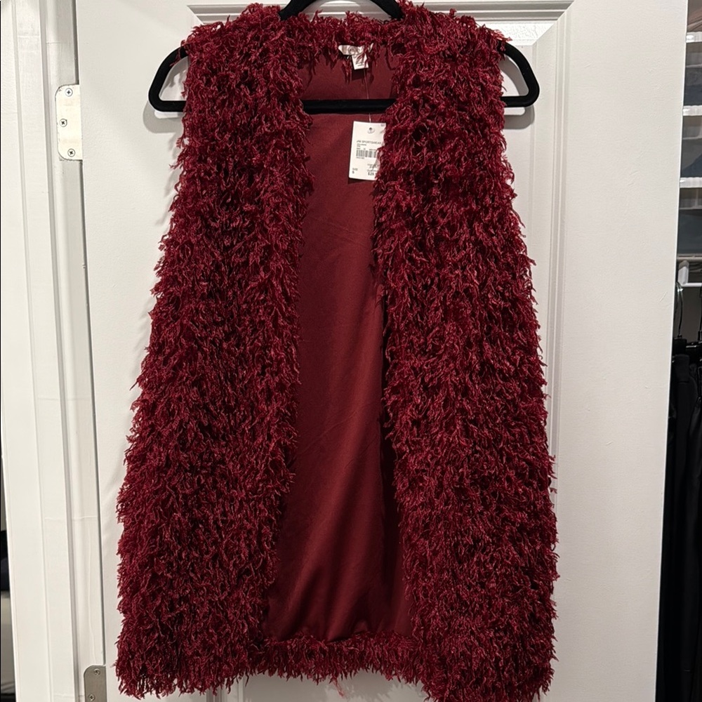 Burgundy Fuzzy Vest